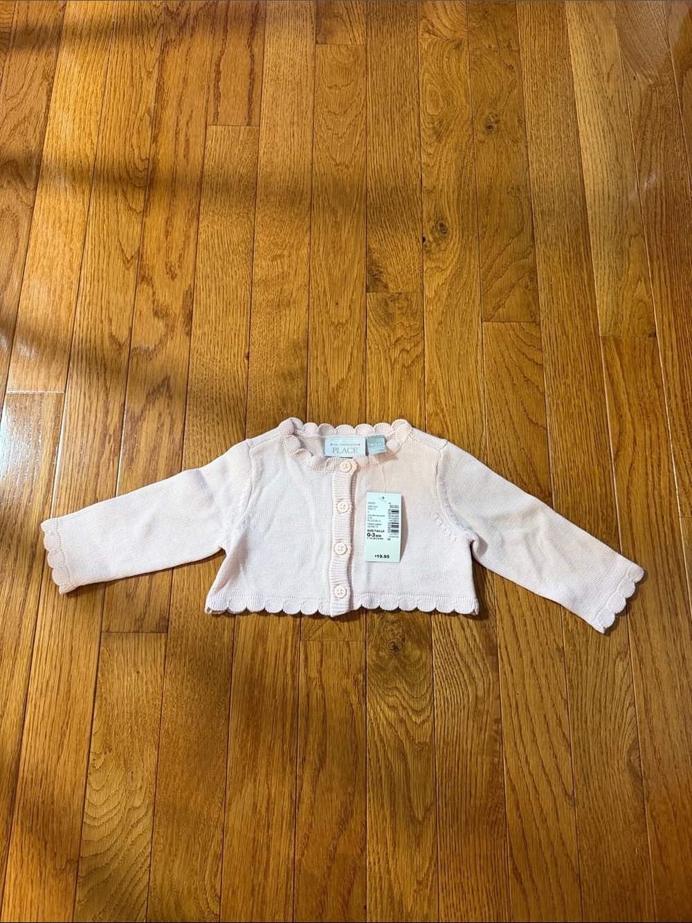 The Children's Place Light Pink Scallop-Edge Knit Cardigan